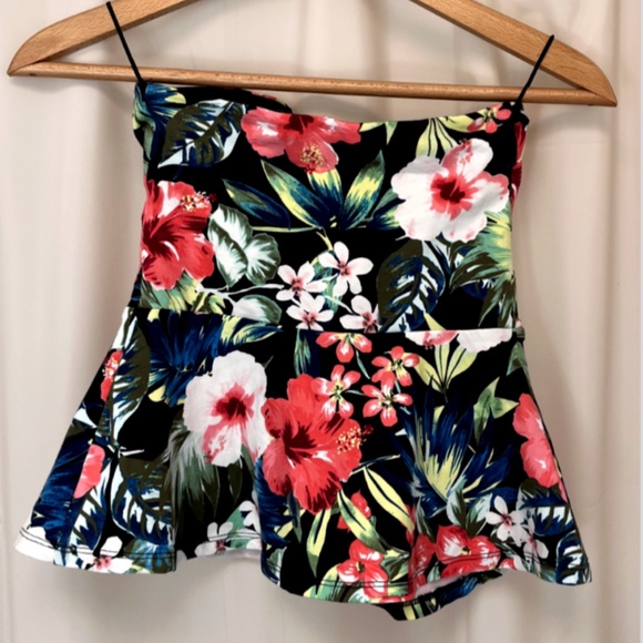 express black floral peplum tube top nwot - Picture 2 of 2